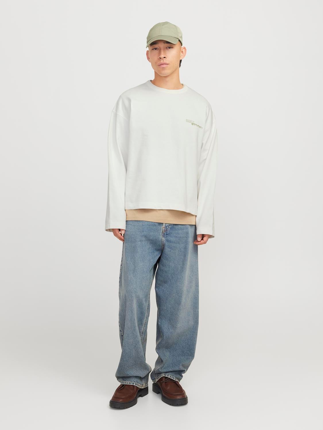 Oversize Cropped Fit Sweatshirt | White | Jack & Jones®