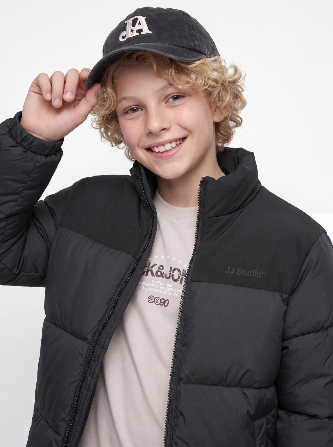 High stand-up collar Junior Slim fitted sleeves Puffer Jacket | Jack & Jones
